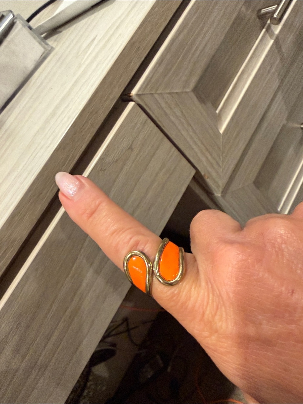 Orange Enamel Adjustable Statement Ring - Women Jewelry